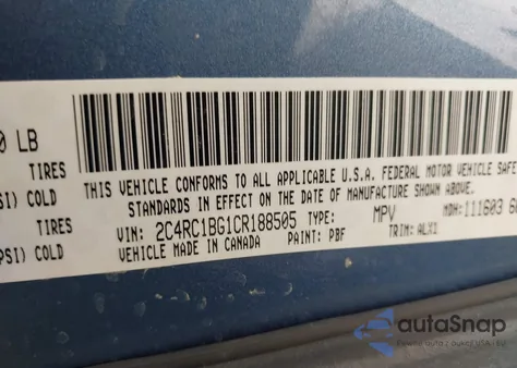 2012 Chrysler Town & Country Touring из США, поврежденный, VIN 2C4RC1BG1CR188505